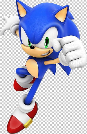 Sonic the Hedgehog Running Pose 3D Render on Transparent Background HD phone wallpaper