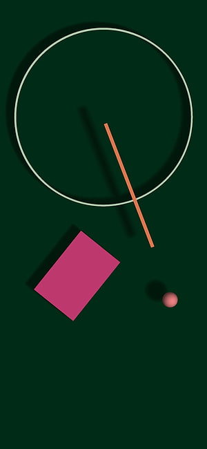 Minimalist Geometric Shapes on Dark Green Background with Soft Shadows HD phone wallpaper