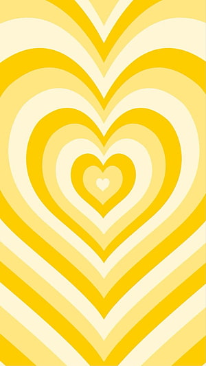 Concentric Yellow Heart Pattern with Retro Preppy Style and Minimalist Design HD phone wallpaper