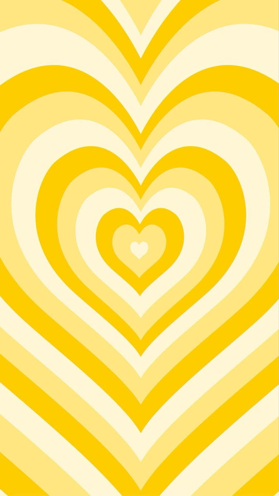 Concentric Yellow Heart Pattern with Retro Preppy Style and Minimalist Design HD phone wallpaper