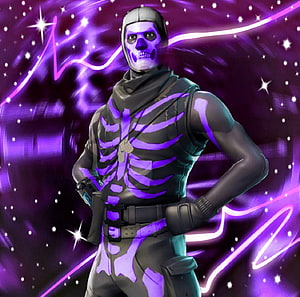 Fortnite Purple Skull Trooper Character with Glowing Skeleton Design HD wallpaper