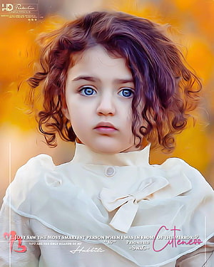 Anahita Hashemzadeh Portrait: Curly-Haired Child in White Blouse with Warm Autumn Background HD phone wallpaper