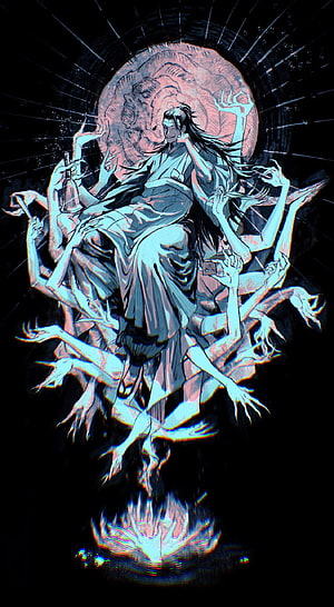 Geto Suguru Dark Fantasy Illustration with Glitch Art and Ethereal Aura HD phone wallpaper