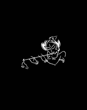 Minimalist Krishna Line Art on Black Background HD phone wallpaper