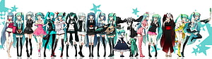 Hatsune Miku Vocaloid Character Collection in Diverse Outfits and Costumes HD wallpaper