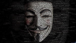 Hacker Face Formed by Text Cloud in Dark Monochrome Style HD wallpaper