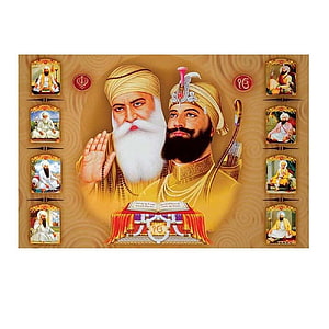 Ten Sikh Gurus Wall Art with Guru Nanak and Guru Gobind Singh Portraits HD phone wallpaper