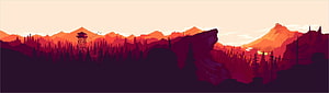 Rust Game Panorama with Watchtower and Mountain Silhouettes at Sunset HD wallpaper