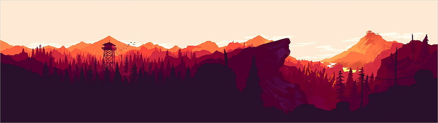 Rust Game Panorama with Watchtower and Mountain Silhouettes at Sunset HD wallpaper