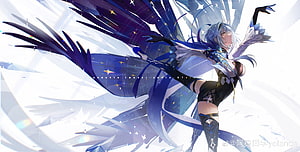 Eula from Genshin Impact in Dynamic Blue and White Fantasy Artwork HD wallpaper