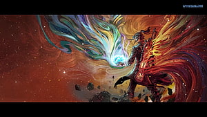 Battle Through the Heavens Warrior Channeling Cosmic Energy in Vibrant Fantasy Art HD wallpaper