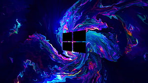 Windows 10 Logo on Vibrant Neon Liquid Abstract Background HD wallpaper