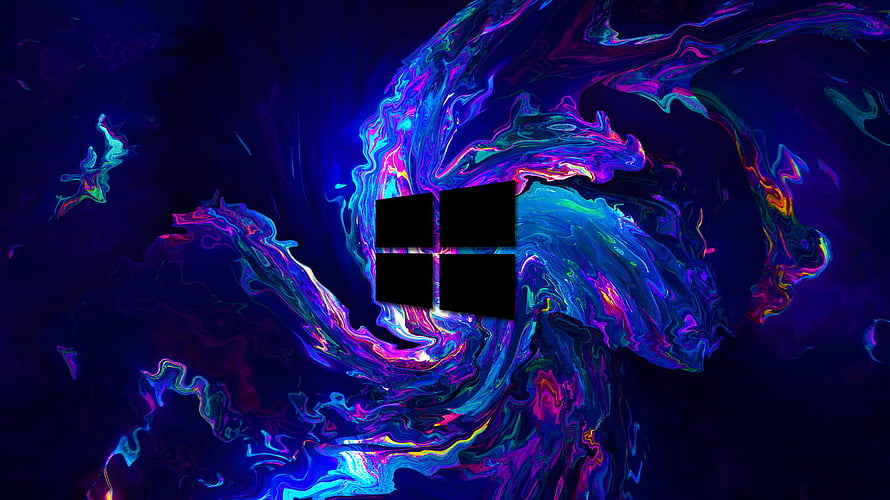 Windows 10 Logo on Vibrant Neon Liquid Abstract Background HD wallpaper
