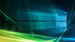 Windows Vista Abstract Desktop Background with Glowing Green and Blue Light Streaks HD wallpaper