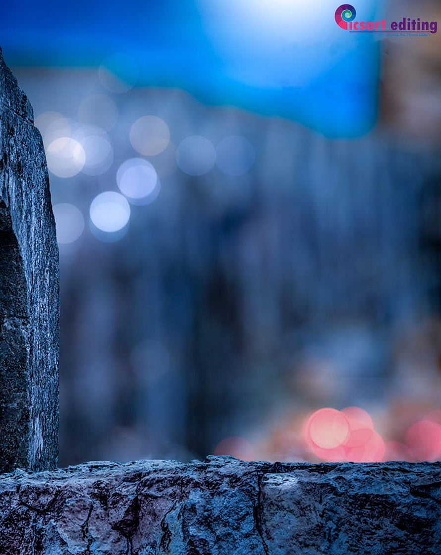 Moody Stone Wall with Bokeh Lights and Blue Sky HD phone wallpaper