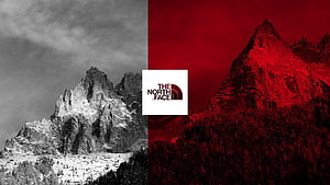 The North Face Split Mountain Landscape Brand Logo Wallpaper HD wallpaper