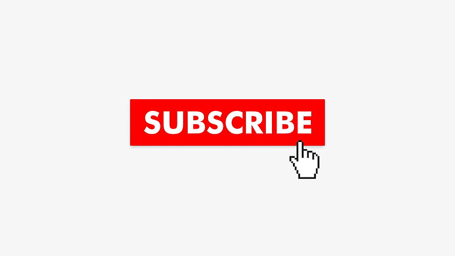 Minimalist Red Subscribe Button With Pixelated Cursor Icon On White Background HD wallpaper