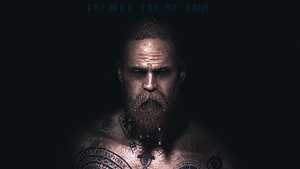 Baldur God of War Dark Fantasy Portrait with Glowing Blue Eyes and Tribal Tattoos HD wallpaper
