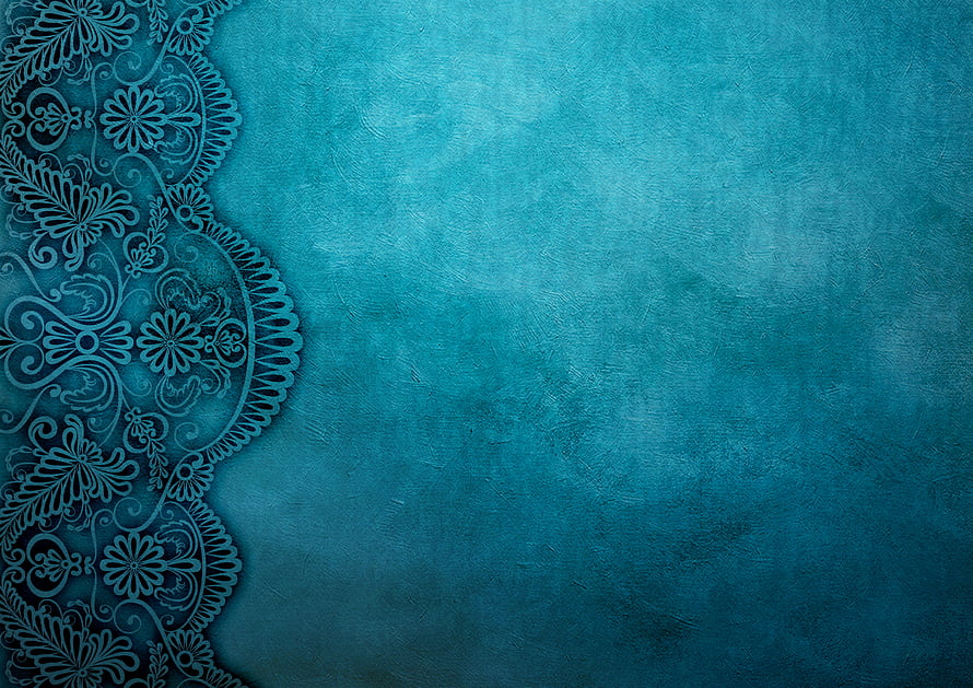 Elegant Turquoise Lace Border on Textured Aqua Background HD wallpaper