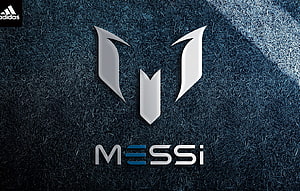 Lionel Messi Adidas F50 Logo on Dark Blue Grass Texture HD wallpaper
