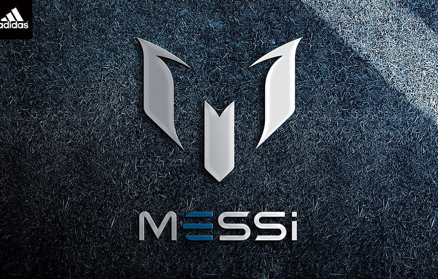 Lionel Messi Adidas F50 Logo on Dark Blue Grass Texture HD wallpaper