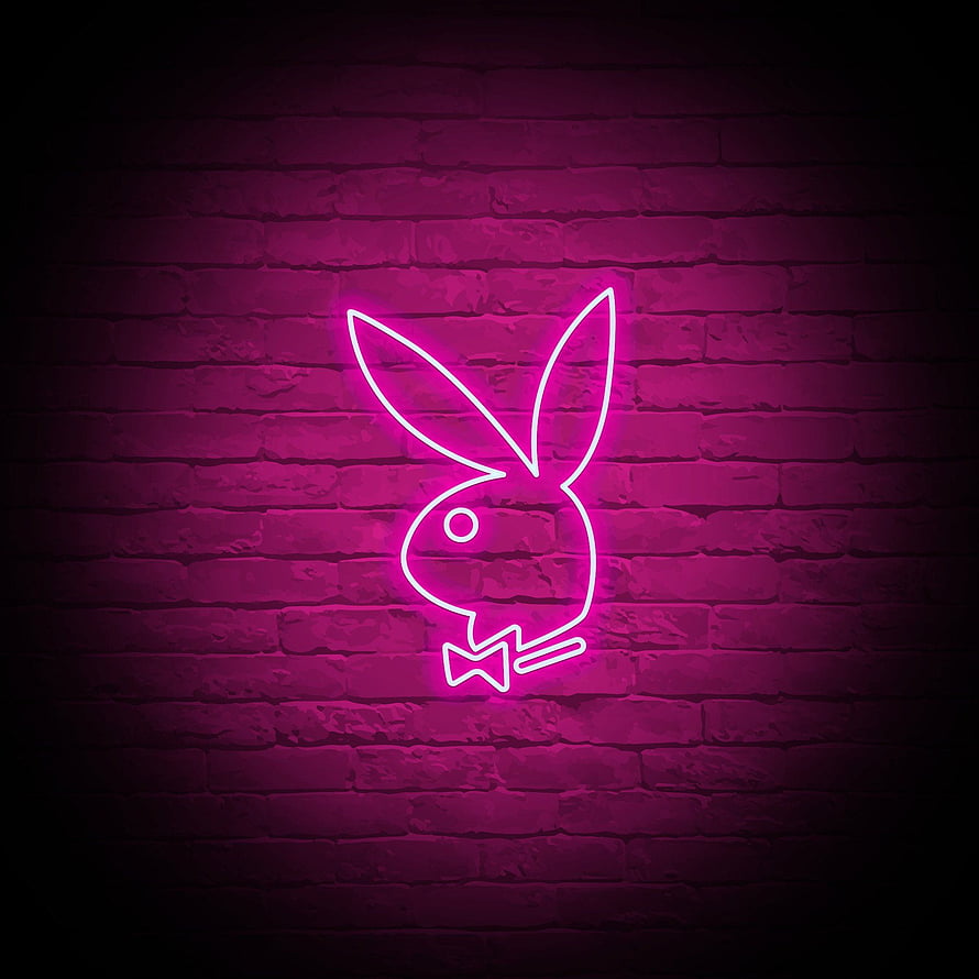 Playboy Bunny Neon Sign on Dark Brick Wall with Pink Glow HD phone wallpaper