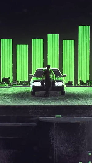 Scam 1992 Harshad Mehta Night Scene with Green Bar Graphs and Car HD phone wallpaper