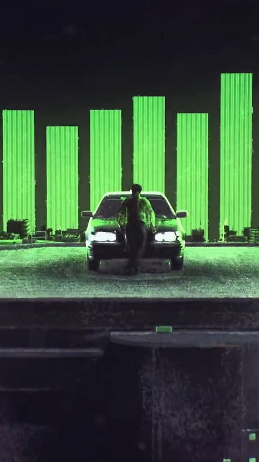 Scam 1992 Harshad Mehta Night Scene with Green Bar Graphs and Car HD phone wallpaper
