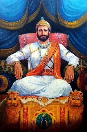 Chhatrapati Shivaji Maharaj Coronation Portrait in Royal Regalia HD phone wallpaper
