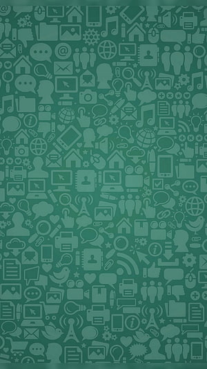 Seamless Pattern of Digital Communication and Social Media Icons on Teal Background HD phone wallpaper