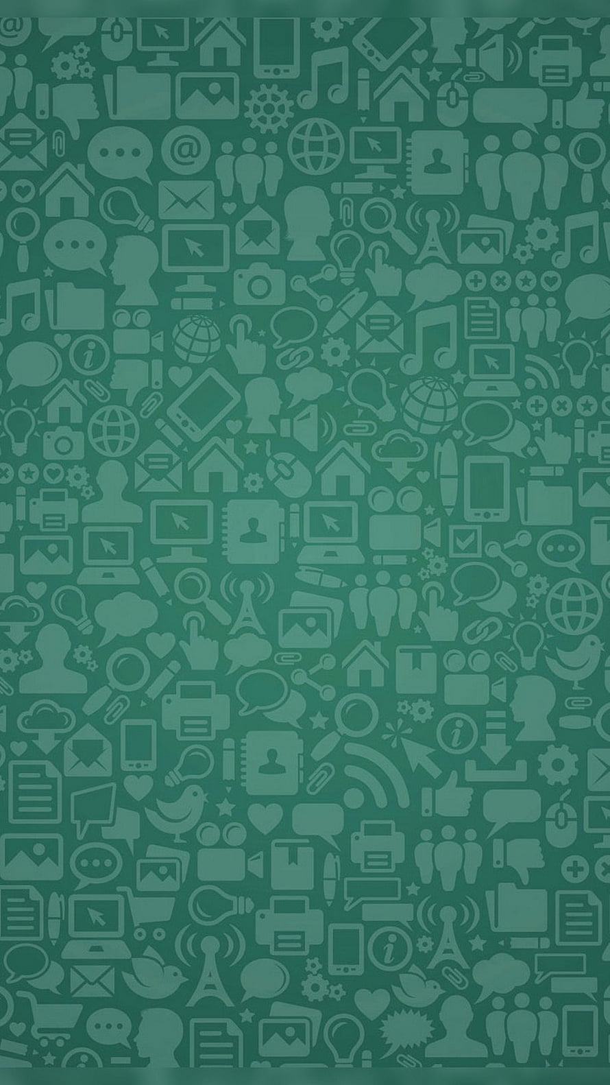 Seamless Pattern of Digital Communication and Social Media Icons on Teal Background HD phone wallpaper