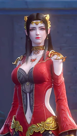 Cai Lin in Red and Gold Armor from Donghua World HD phone wallpaper