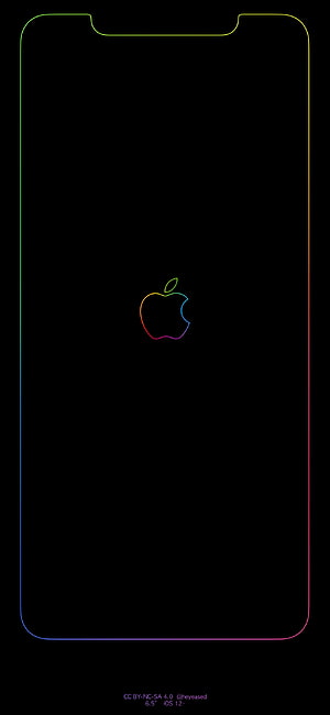Minimalist Rainbow Gradient Outline iPhone Wallpaper with Apple Logo on Black Background HD phone wallpaper