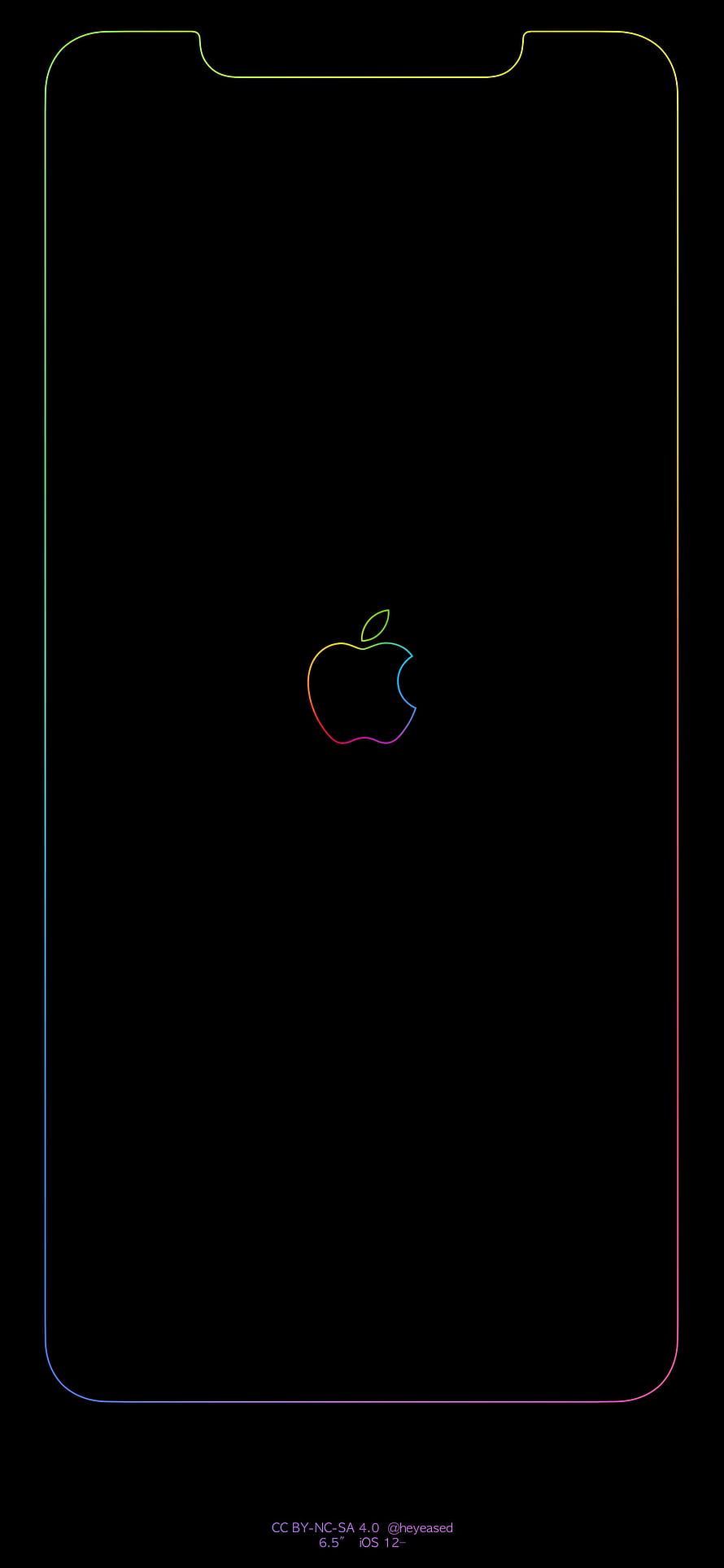 Minimalist Rainbow Gradient Outline iPhone Wallpaper with Apple Logo on Black Background HD phone wallpaper