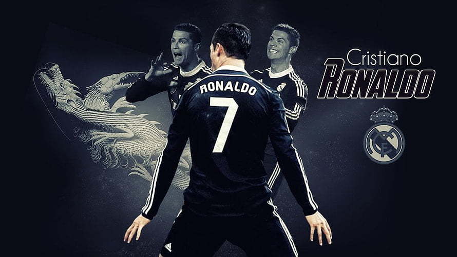 Cristiano Ronaldo Real Madrid Number 7 Jersey with Asian Dragon Artwork HD wallpaper