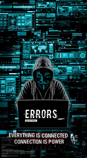 Anonymous Hacker in Hoodie and Guy Fawkes Mask at Laptop with Cybersecurity Dashboard HD phone wallpaper