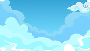 Cute Cartoon Clouds Against a Bright Blue Sky Background HD wallpaper