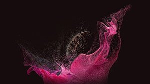 Vibrant Pink Particle Explosion Abstract Digital Art on Black Background HD wallpaper