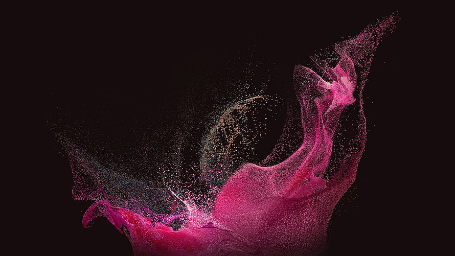 Vibrant Pink Particle Explosion Abstract Digital Art on Black Background HD wallpaper