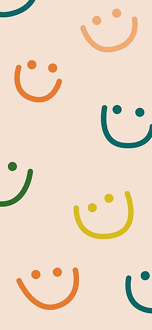 Minimalist Colorful Smiley Face Pattern on Cream Background HD phone wallpaper