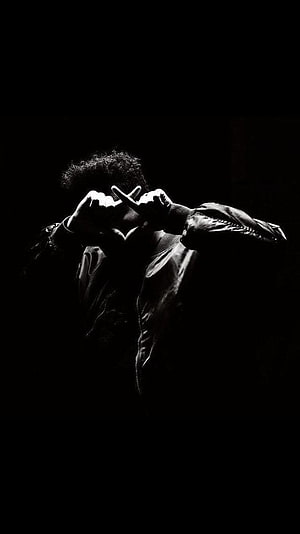 The Weeknd Silhouette Making Heart Gesture in Black and White HD phone wallpaper