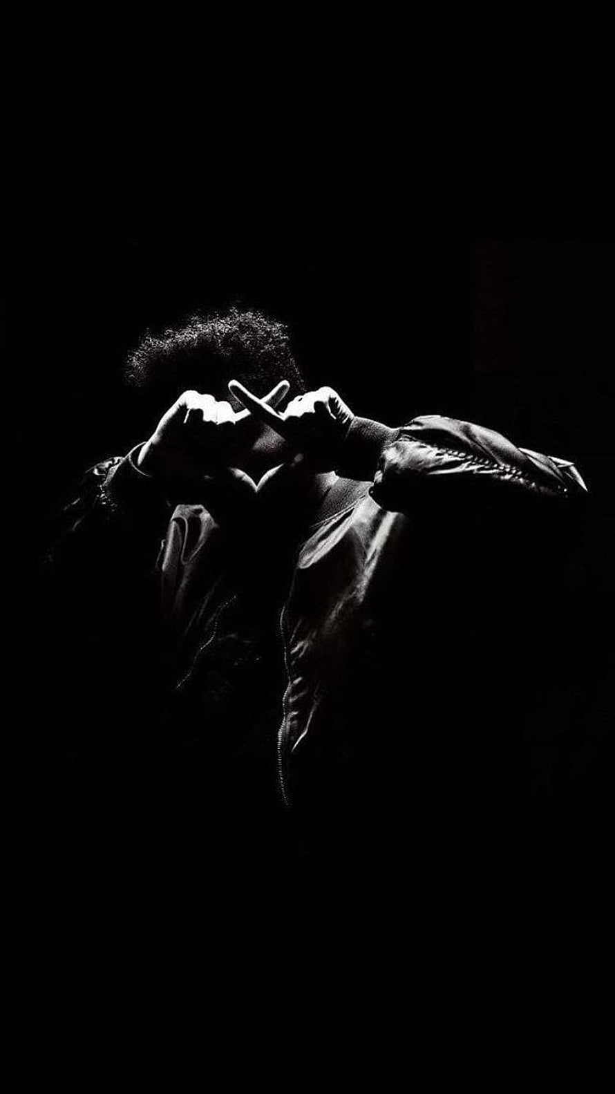 The Weeknd Silhouette Making Heart Gesture in Black and White HD phone wallpaper