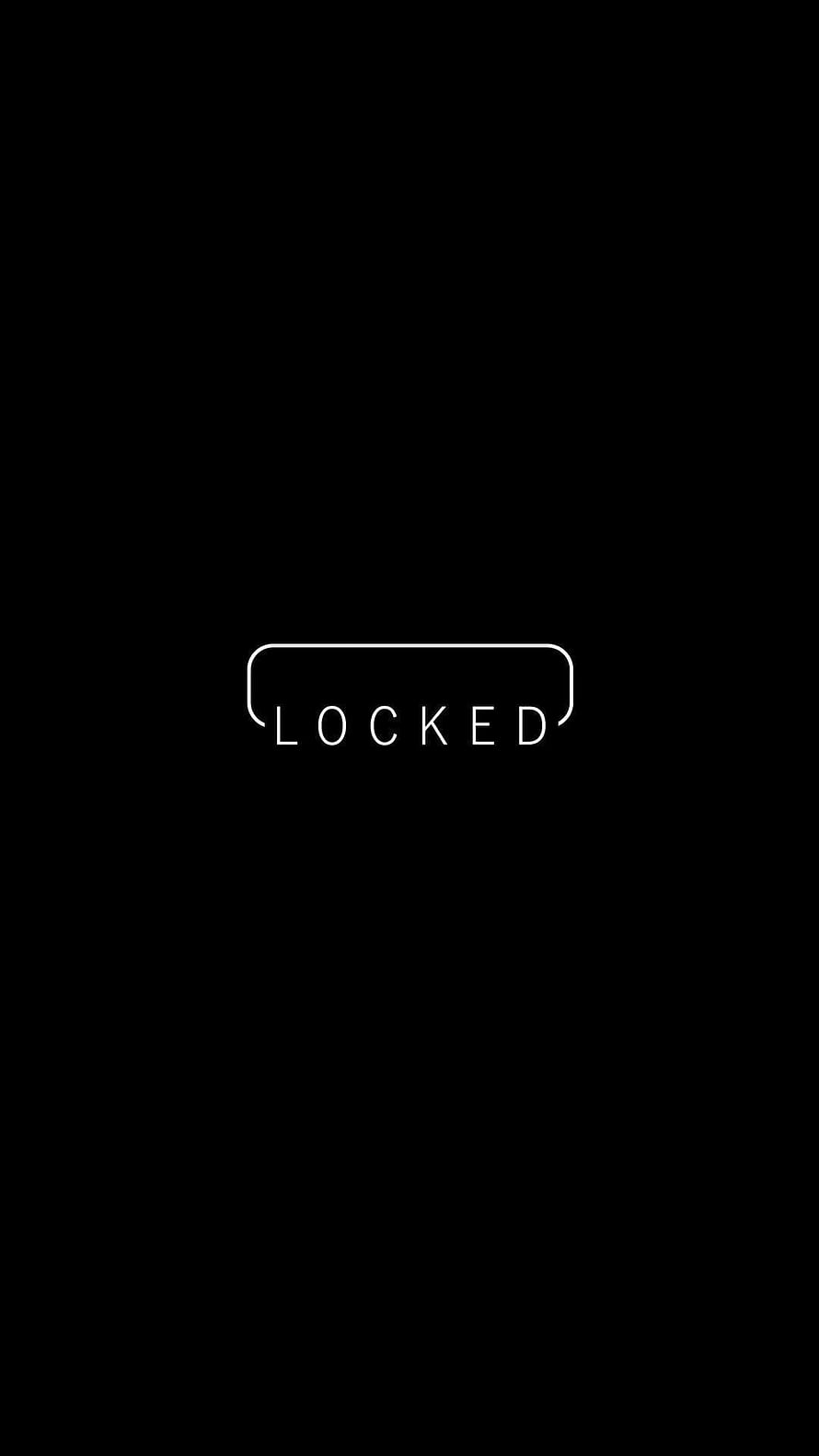 Minimalist Black Lock Screen with White Outlined Text and Rounded Border HD phone wallpaper
