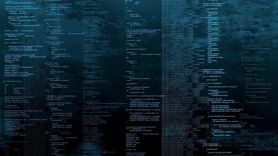Dark Blue Programmer Code Background with Matrix Style Text HD wallpaper