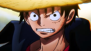 Monkey D. Luffy Intense Close-Up Portrait From One Piece Anime HD wallpaper