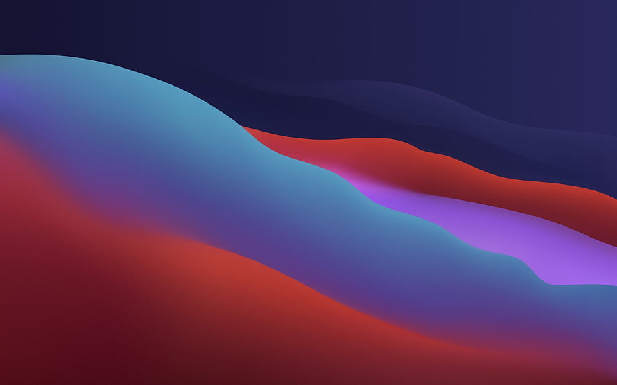macOS Big Sur Abstract Fluid Gradient Landscape with Layered Waves in Red Blue and Purple Tones HD wallpaper