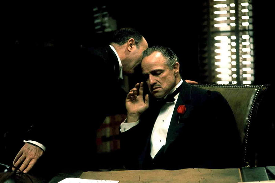 Marlon Brando as Don Vito Corleone in The Godfather Film Scene HD wallpaper