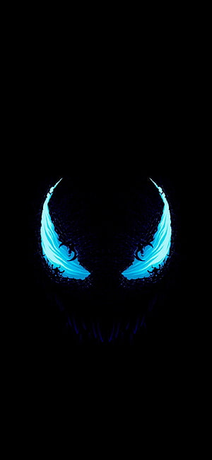 Venom Glowing Blue Eyes in Dark Shadow Minimalist Phone Wallpaper HD phone wallpaper