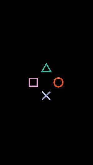 PlayStation Minimalist Controller Button Icons on Black Background HD phone wallpaper