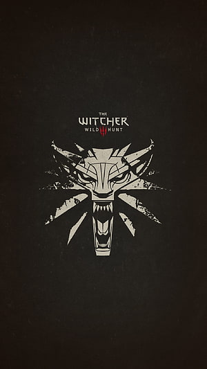 The Witcher 3 Wild Hunt Minimalist Wolf Emblem on Dark Textured Background HD phone wallpaper